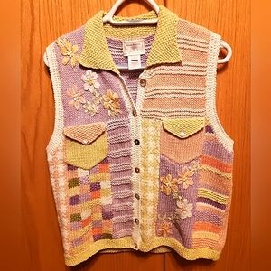 Vintage Susan zbristol sweater vest.  Girly Cottage core soft pastel sz S